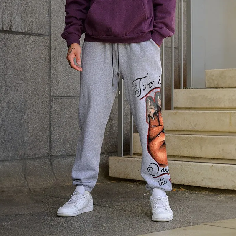 TWO IN THE PINK, ONE IN THE STINK Sexy Letter GRAPHIC PRINT JOGGERS
