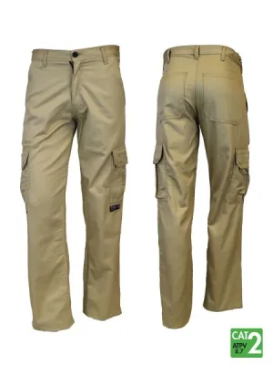 UltraSoft 7 oz Khaki Cargo Pants - Flame Resistant, Durable Workwear with Multiple Pockets, Style 612 for Outdoor Jobs