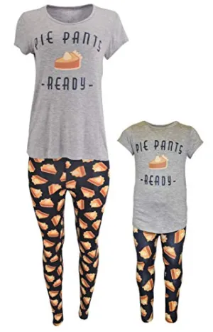 Unique Baby Womens Matching Mommy and Me Pie Pants Ready Legging Set Outfit (Adult M, Pie)