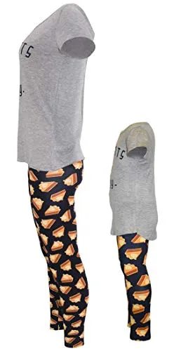 Unique Baby Womens Matching Mommy and Me Pie Pants Ready Legging Set Outfit (Adult M, Pie)