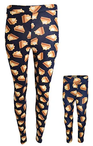 Unique Baby Womens Matching Mommy and Me Pie Pants Ready Legging Set Outfit (Adult M, Pie)