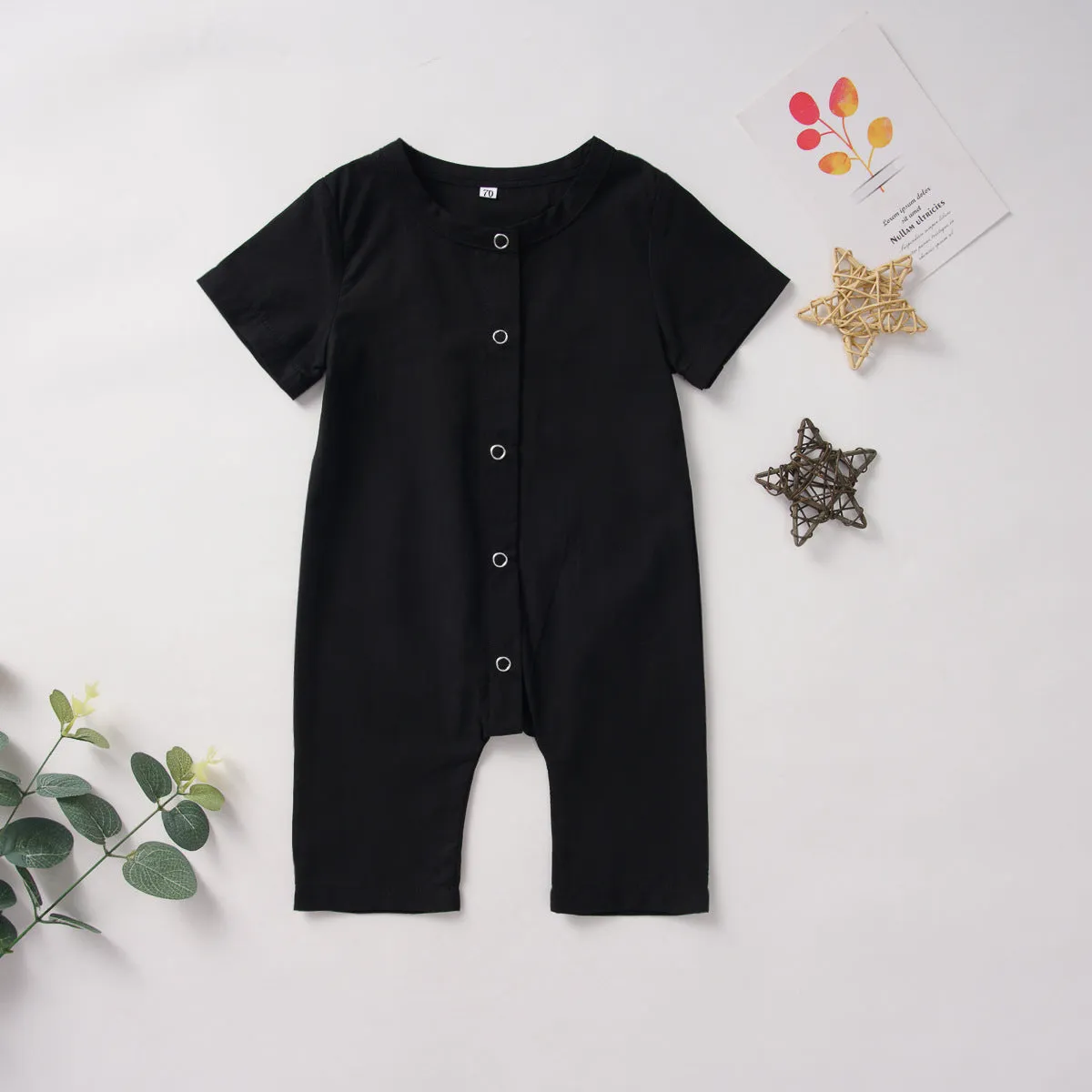 Unisex short Sleeve cotton baby Romper - Black
