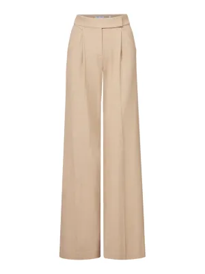 Veronica Beard Marbeau Wide-Leg Pant in Stone Khaki