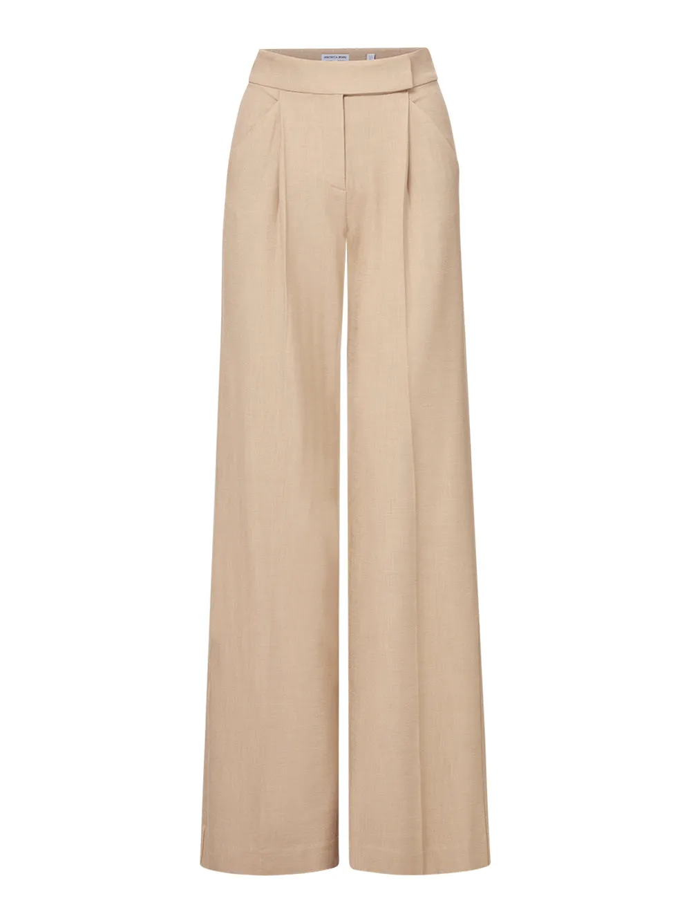 Veronica Beard Marbeau Wide-Leg Pant in Stone Khaki