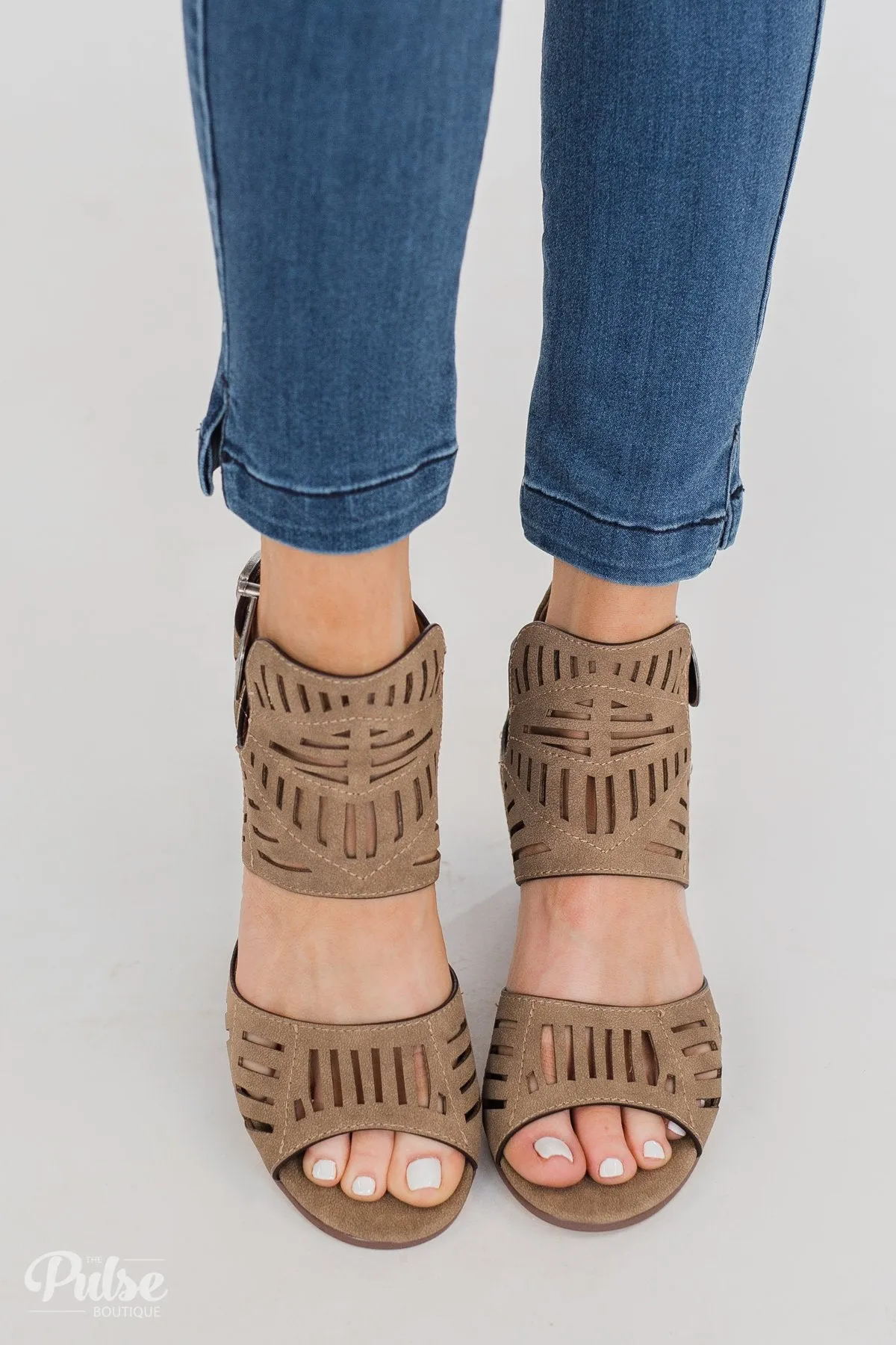 Very G Abby Block Heels- Taupe
