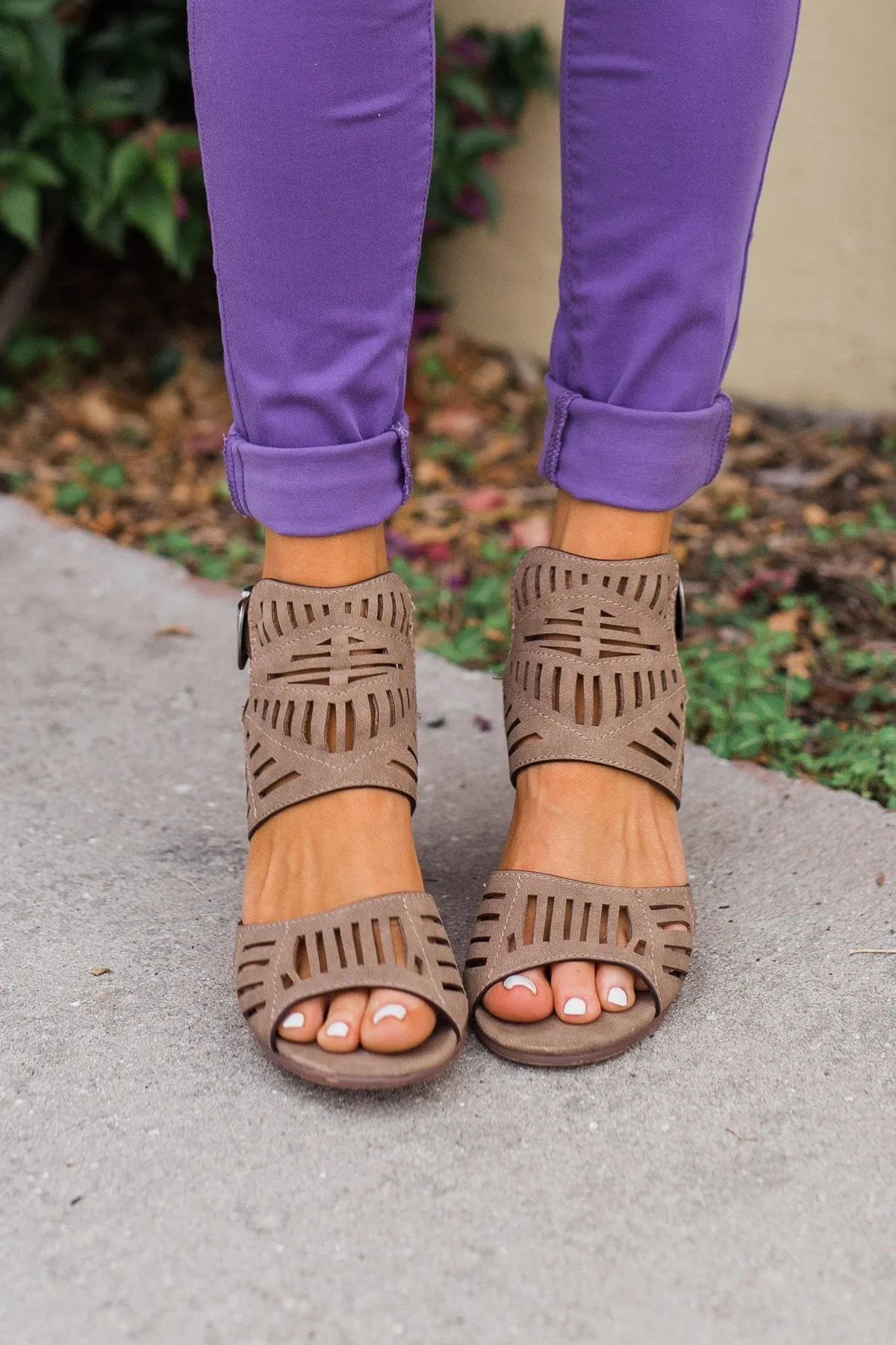 Very G Abby Block Heels- Taupe