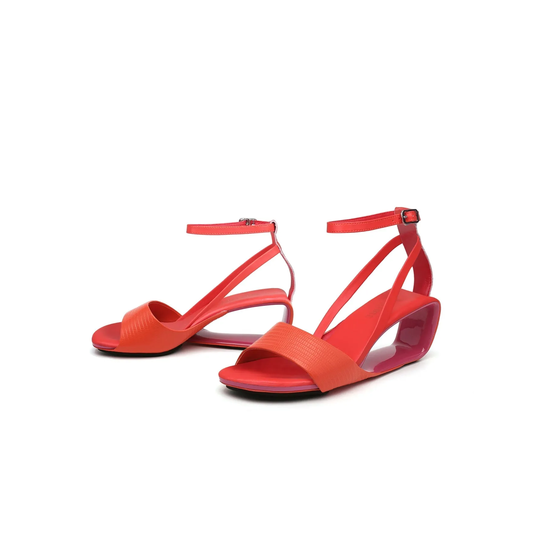 Vestavia Ankle Strap Leather Wedge Sandal - Red
