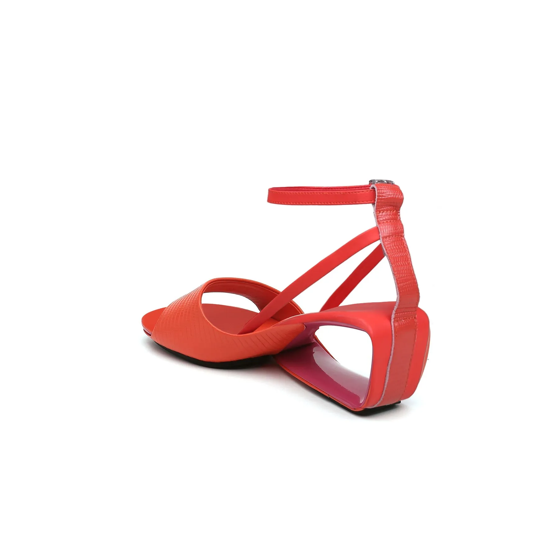 Vestavia Ankle Strap Leather Wedge Sandal - Red