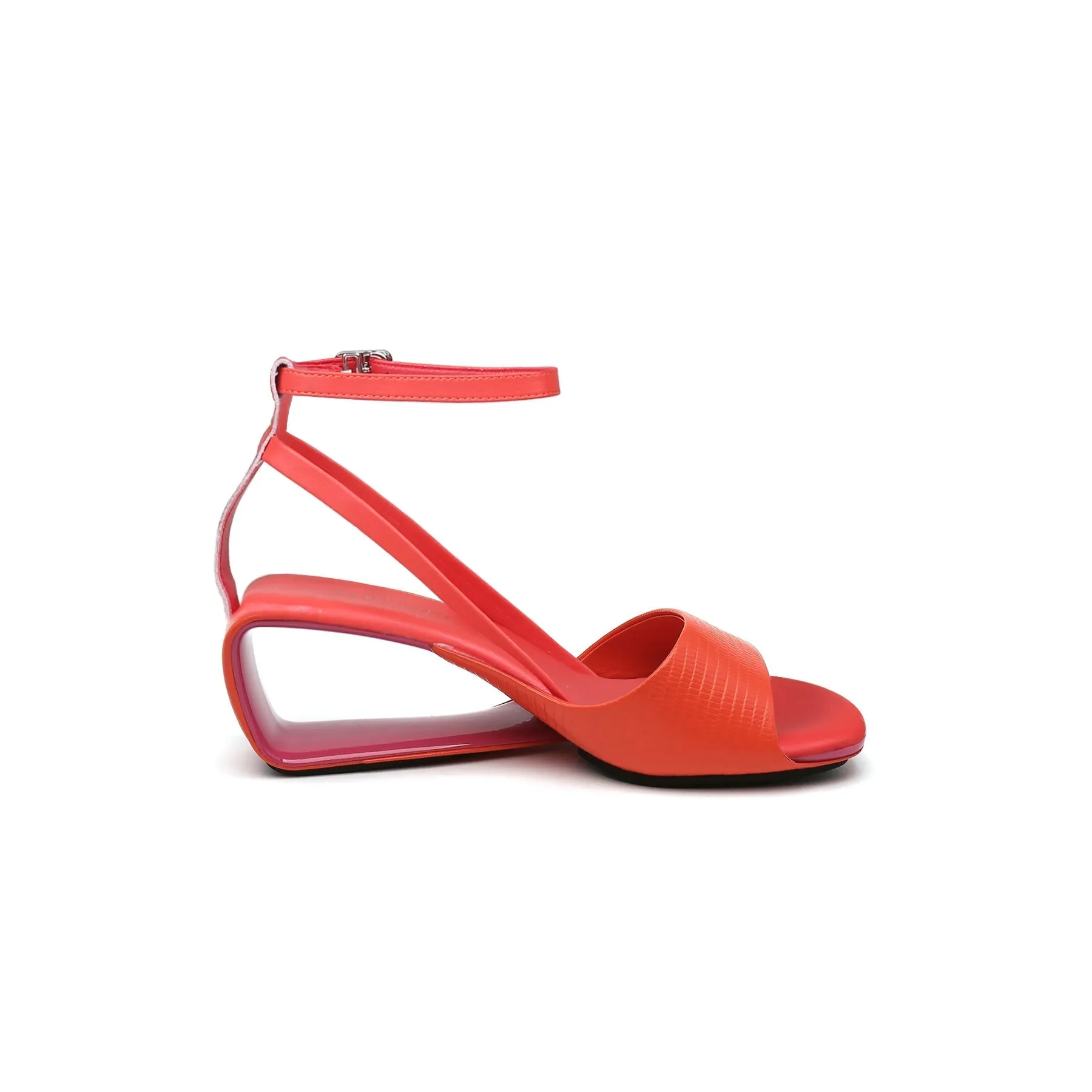 Vestavia Ankle Strap Leather Wedge Sandal - Red