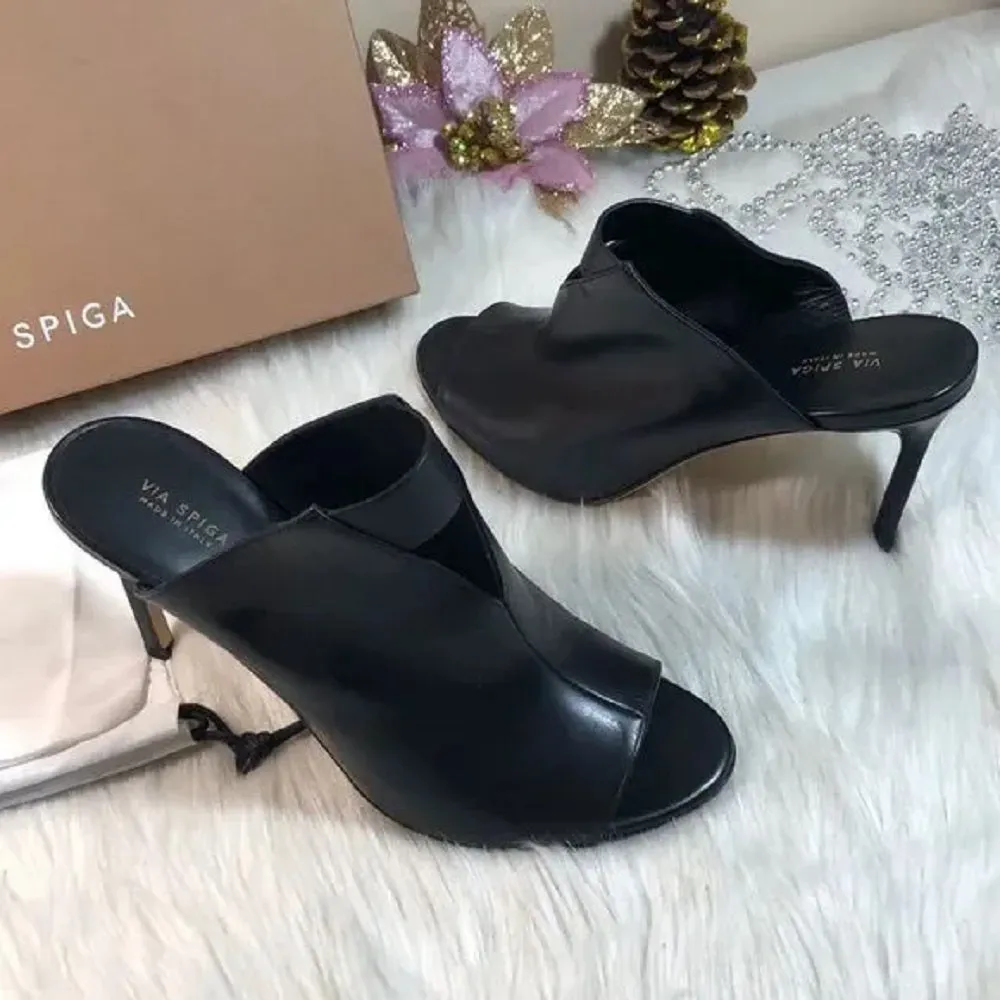 Via Spiga Women's Mira Leather Peep Heels 7.5M