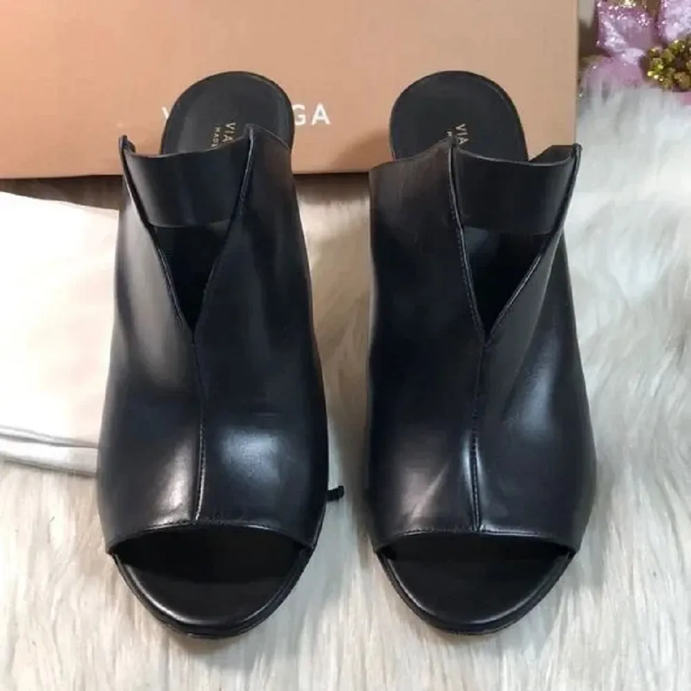 Via Spiga Women's Mira Leather Peep Heels 7.5M
