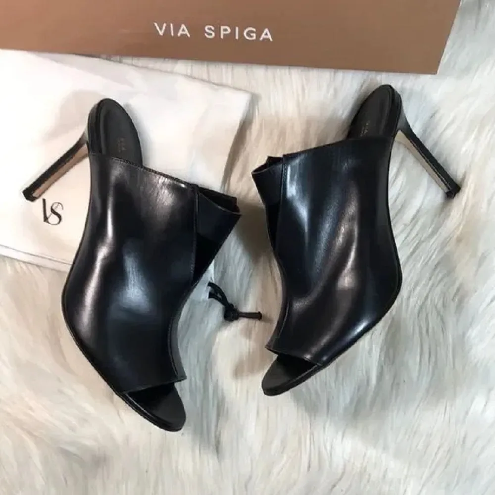 Via Spiga Women's Mira Leather Peep Heels 7.5M