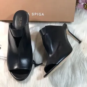 Via Spiga Women's Mira Leather Peep Heels 7.5M