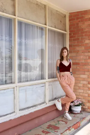 Vintage 1980s Pink High Waisted Leather Pants