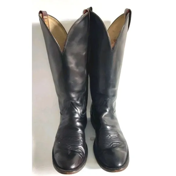 Vintage Hondo Boots Black Leather Sole Western Cowboy Mens Size 7.5 D Neolite