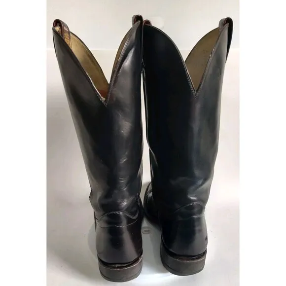 Vintage Hondo Boots Black Leather Sole Western Cowboy Mens Size 7.5 D Neolite