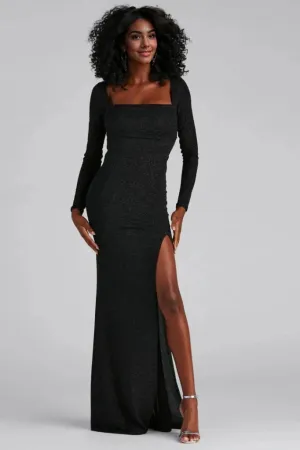 Viv Formal High Slit Glitter Dress