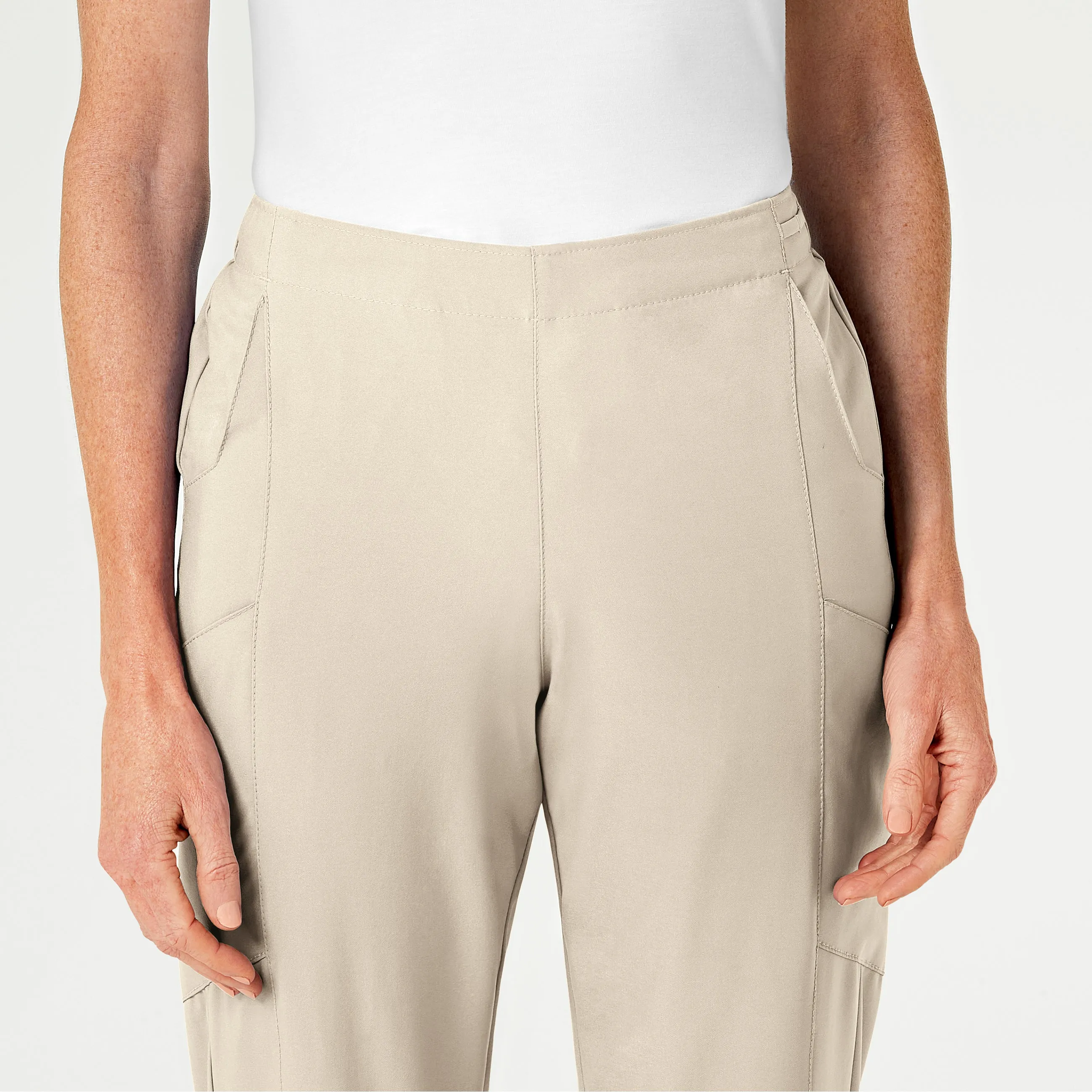 W123 5155 Flat Front Cargo Scrub Pants Khaki