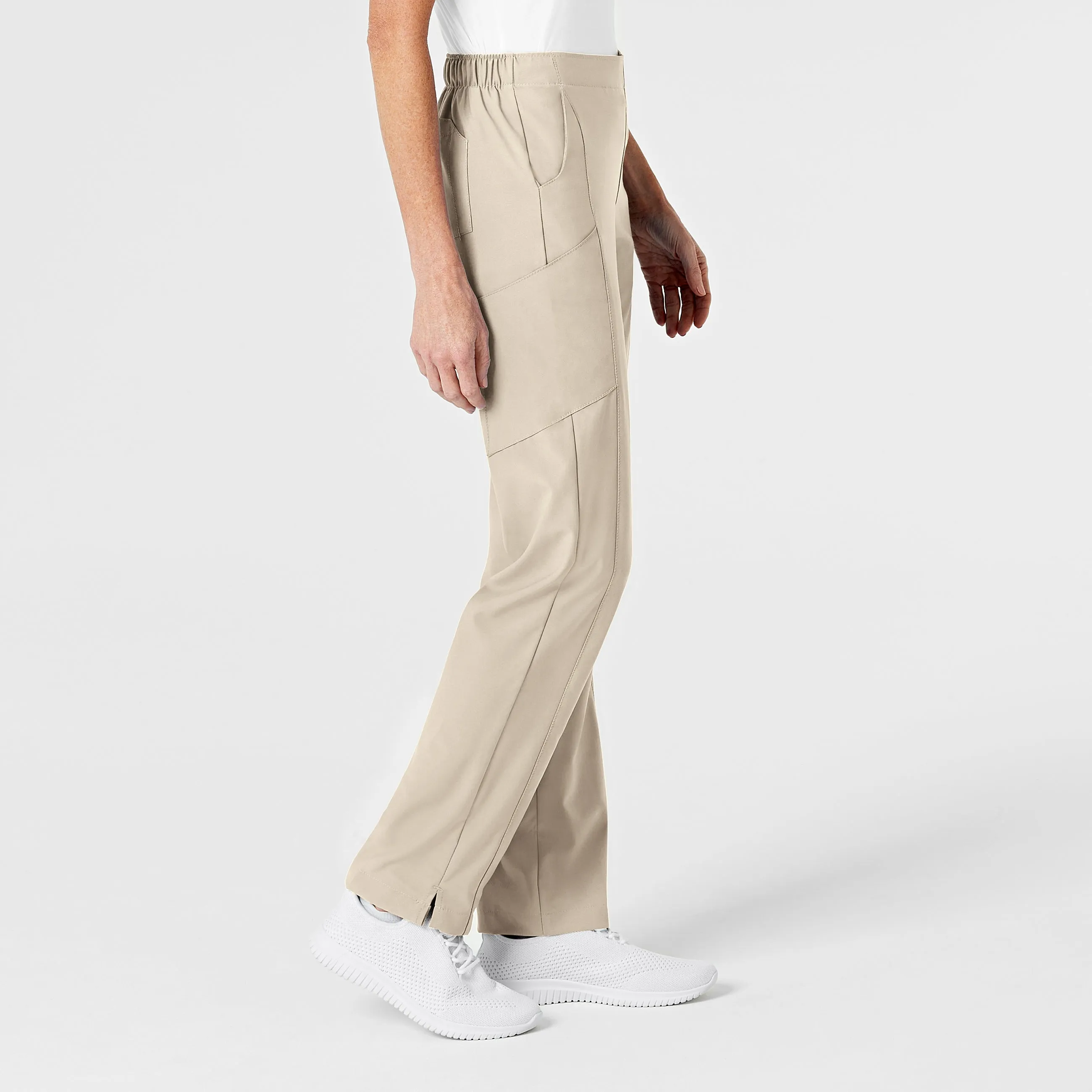 W123 5155 Flat Front Cargo Scrub Pants Khaki