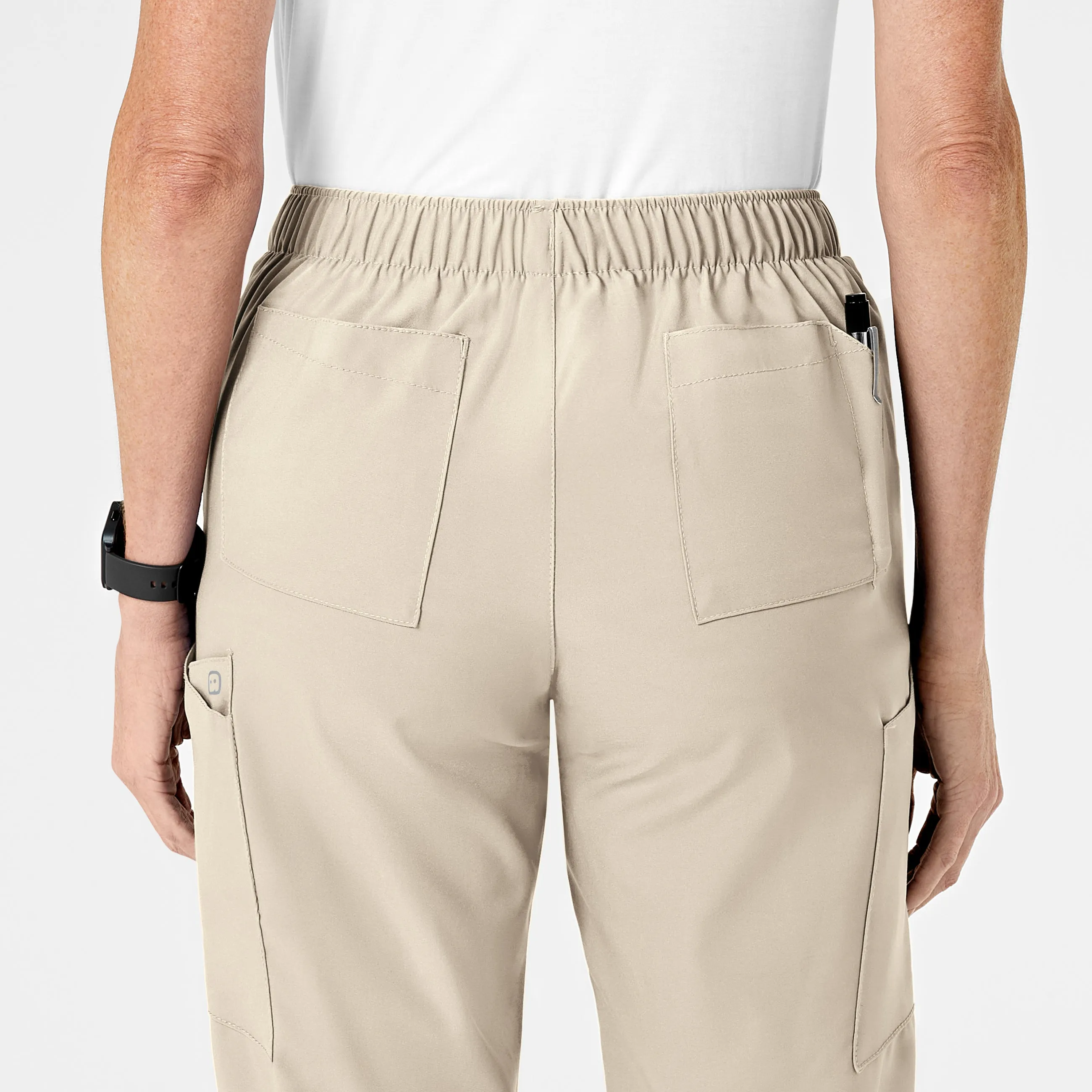 W123 5155 Flat Front Cargo Scrub Pants Khaki