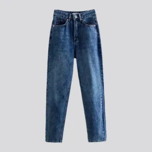 Whiskered mom-fit women's jeans