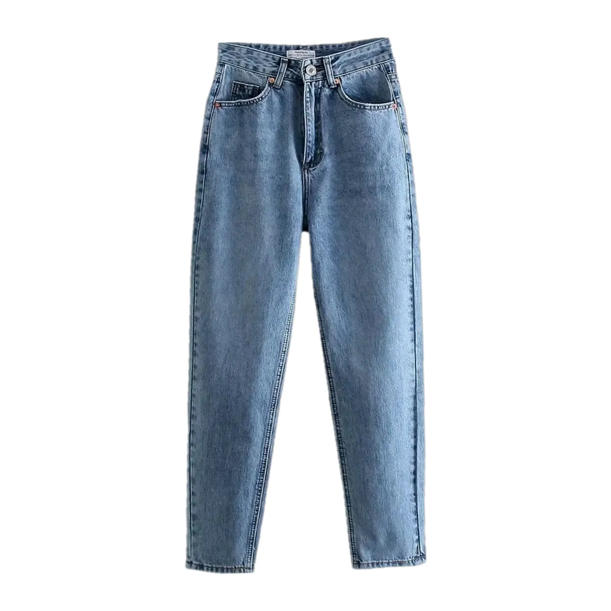 Whiskered mom-fit women's jeans