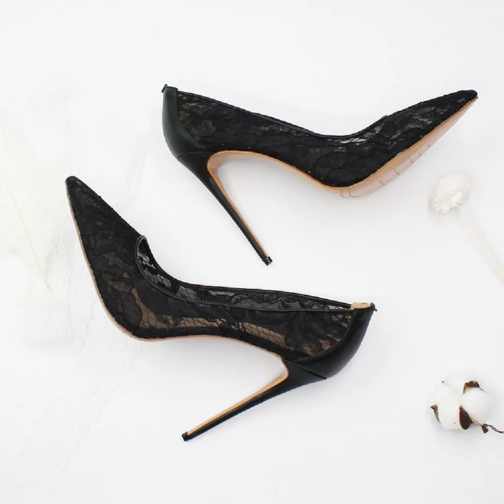 White Women Wedding Shoes Lace Hollow Out High Heel Stiletto