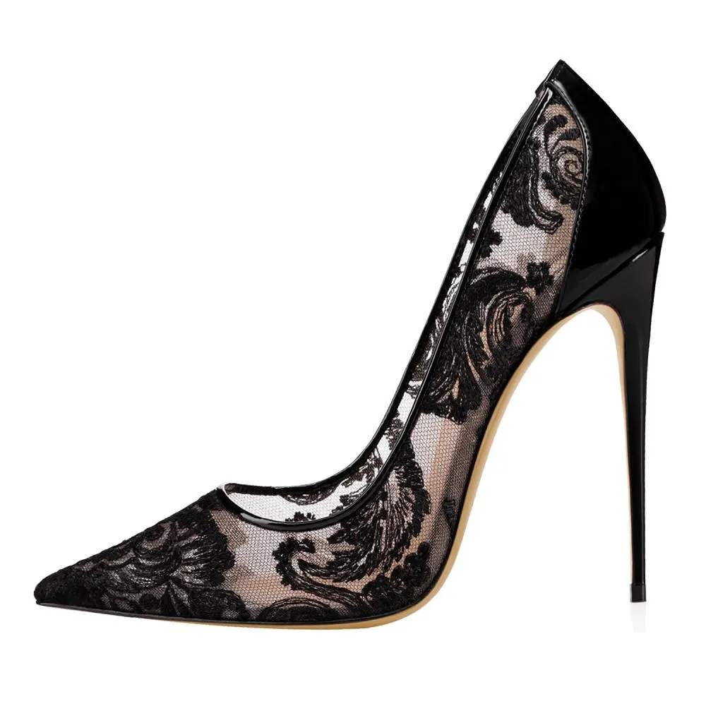 White Women Wedding Shoes Lace Hollow Out High Heel Stiletto