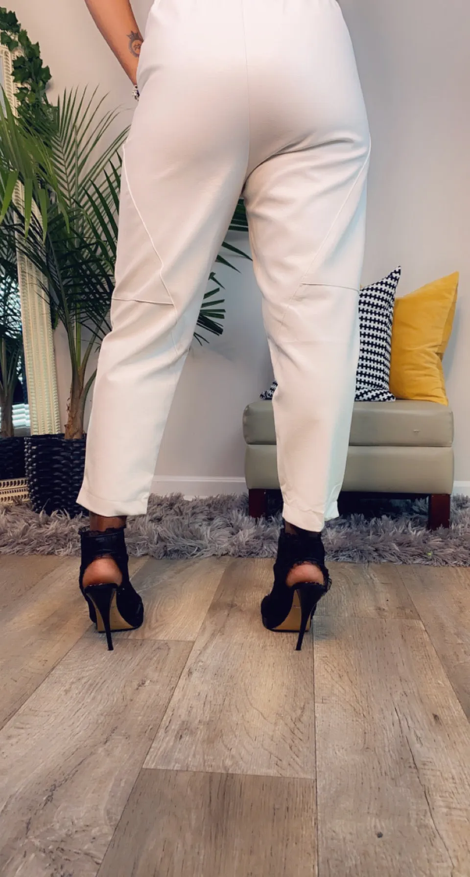 Winter White Vegan Leather cropped pants