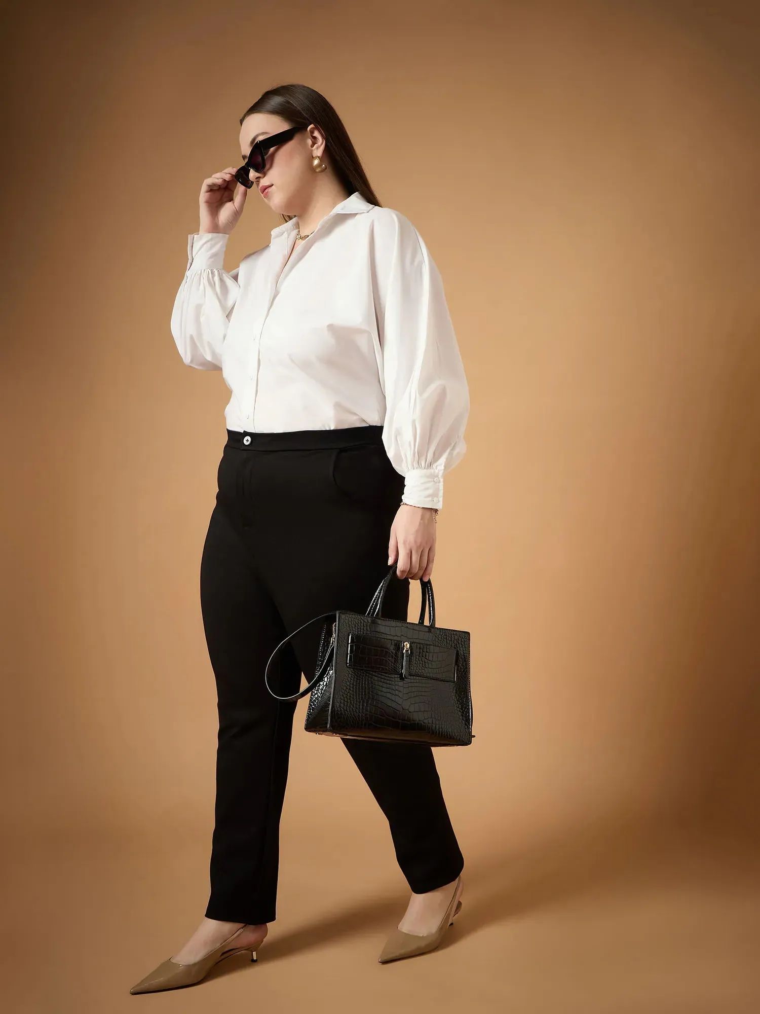 Women Black Mom Fit Pants-SFPANT50940