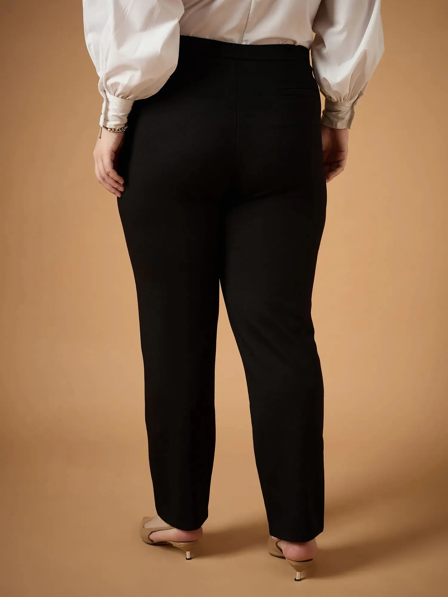 Women Black Mom Fit Pants-SFPANT50940