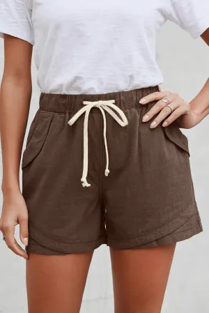 Women Casual Khaki Faylin Linen Shorts
