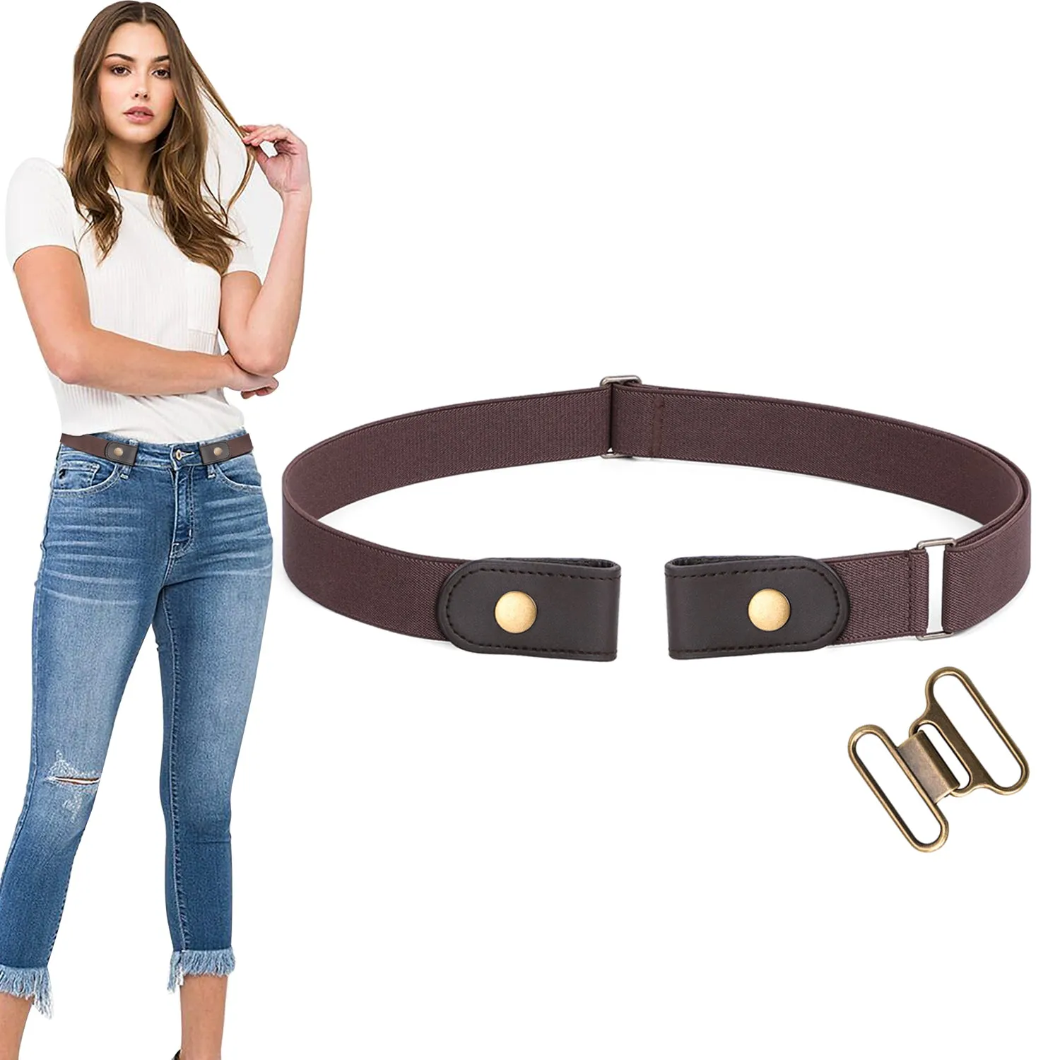 Women Invisible Belts Buckle Free Women Stretch Belt Elastic Waist Belt for Jeans Pants Dresses