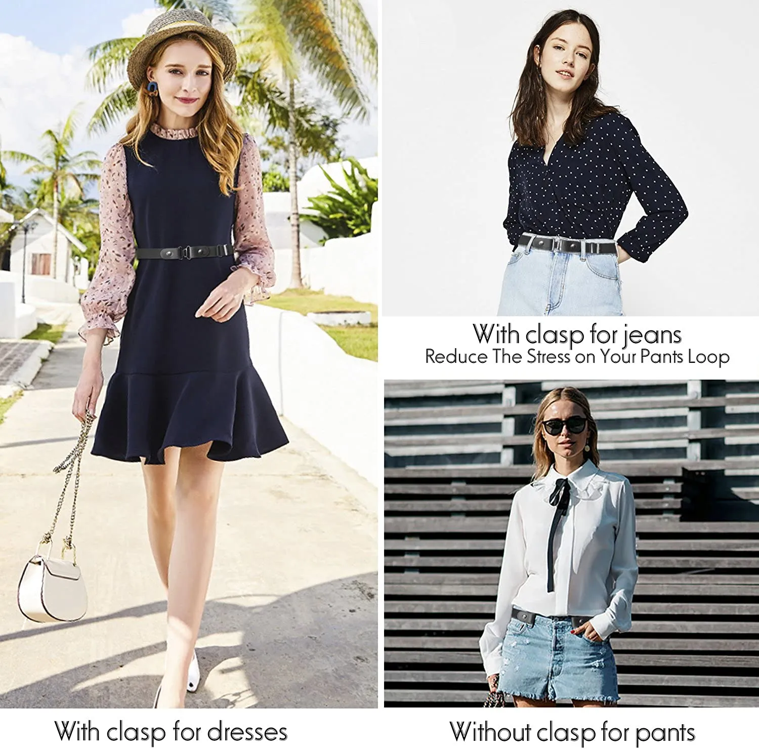 Women Invisible Belts Buckle Free Women Stretch Belt Elastic Waist Belt for Jeans Pants Dresses