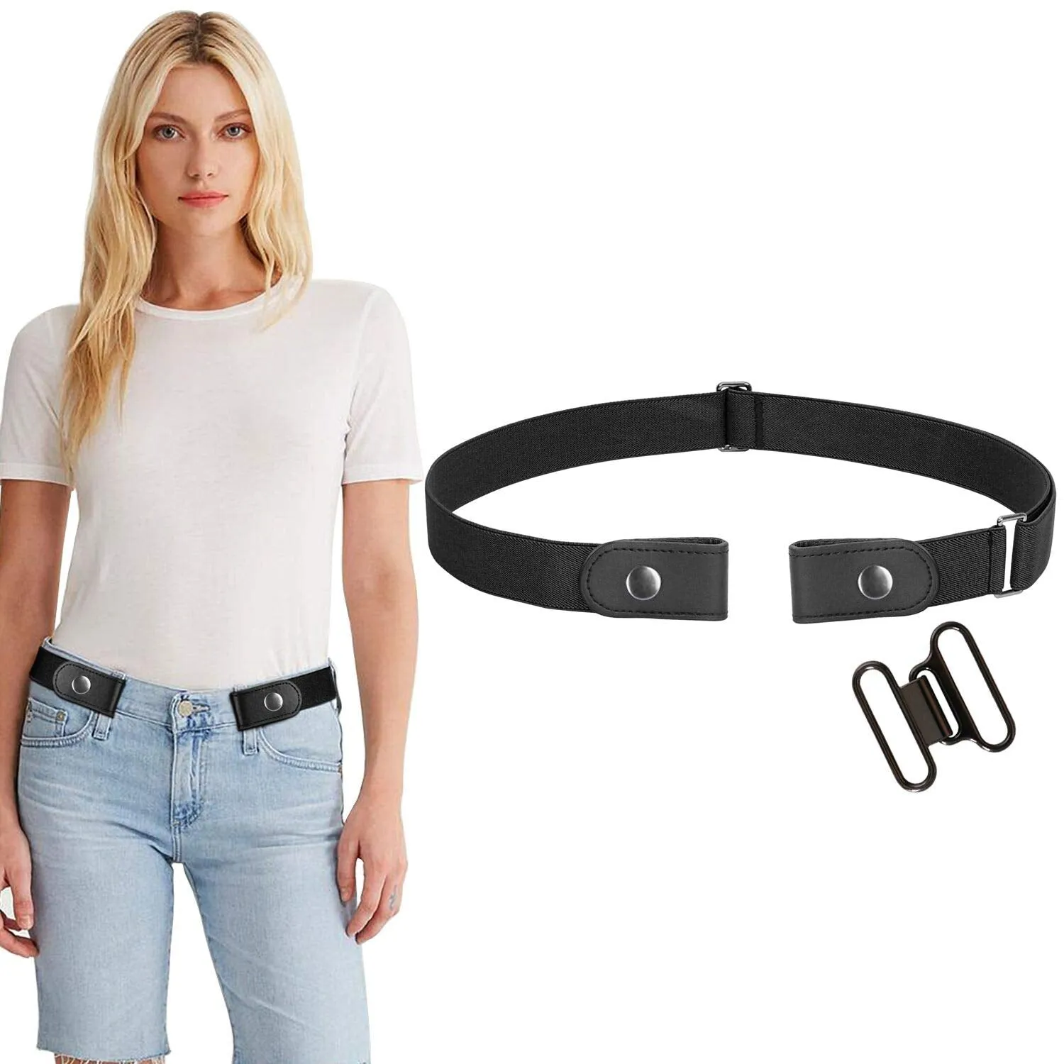 Women Invisible Belts Buckle Free Women Stretch Belt Elastic Waist Belt for Jeans Pants Dresses