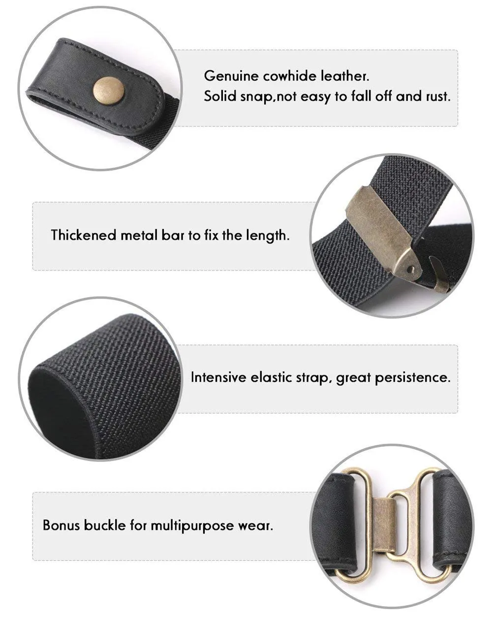 Women Invisible Belts Buckle Free Women Stretch Belt Elastic Waist Belt for Jeans Pants Dresses