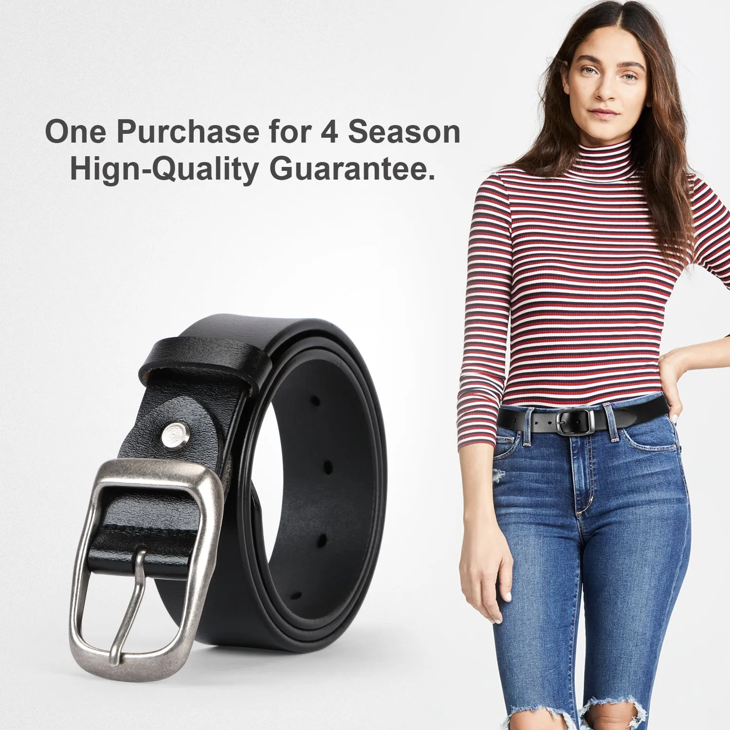 Women Leather Belt for Jeans Pants Ladies Dresses Belt Alloy Metal Buckle Belt for Women By JASGOOD