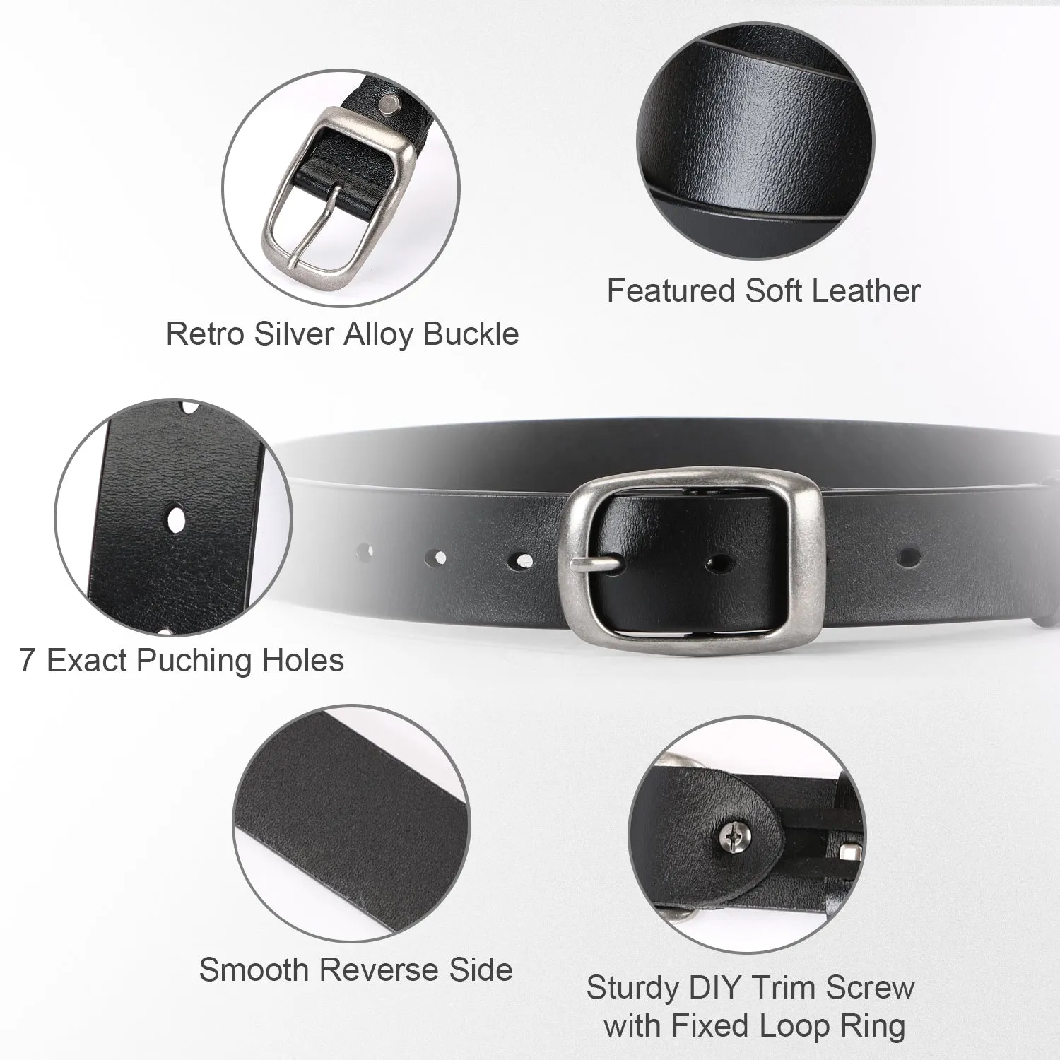 Women Leather Belt for Jeans Pants Ladies Dresses Belt Alloy Metal Buckle Belt for Women By JASGOOD