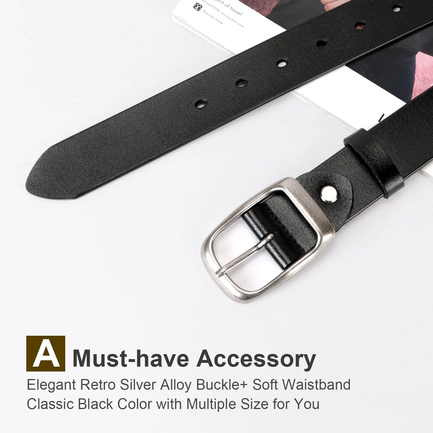 Women Leather Belt for Jeans Pants Ladies Dresses Belt Alloy Metal Buckle Belt for Women By JASGOOD