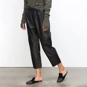 Women Leather Pants Mid-Waist Slim Genuine Sheepskin Solid Harem Pants 2022 New BJ3953