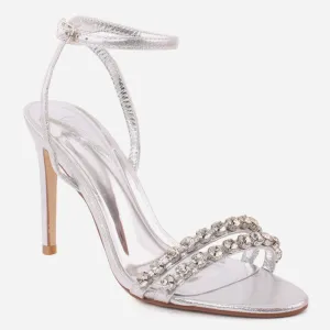 Women " IRMA" Decorated Toe Strap Ankle Closure Stiletto Heel Sandals