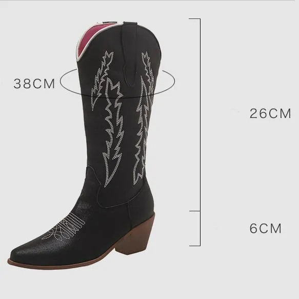 Women West Metallic Boots Cowgirl Fashion Embroidered Booties