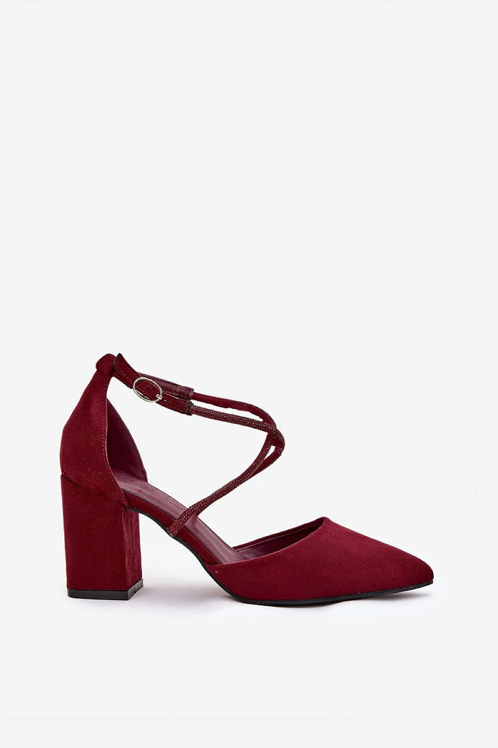 Women's block heel pumps made of eco suede