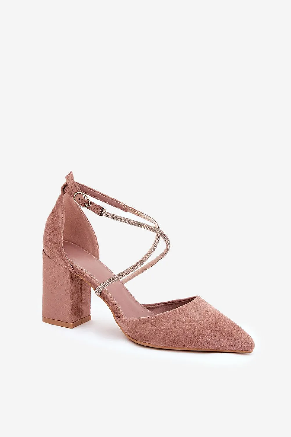 Women's block heel pumps made of eco suede
