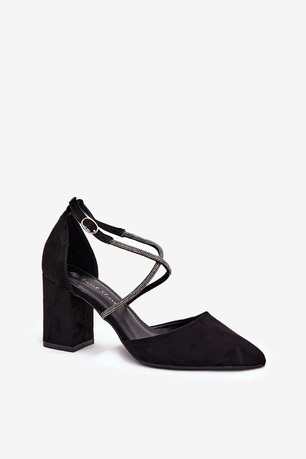 Women's block heel pumps made of eco suede