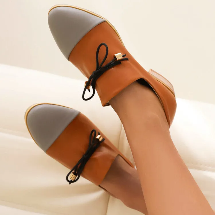 Women's Bow Straps Low Heel Loafers Shoes
