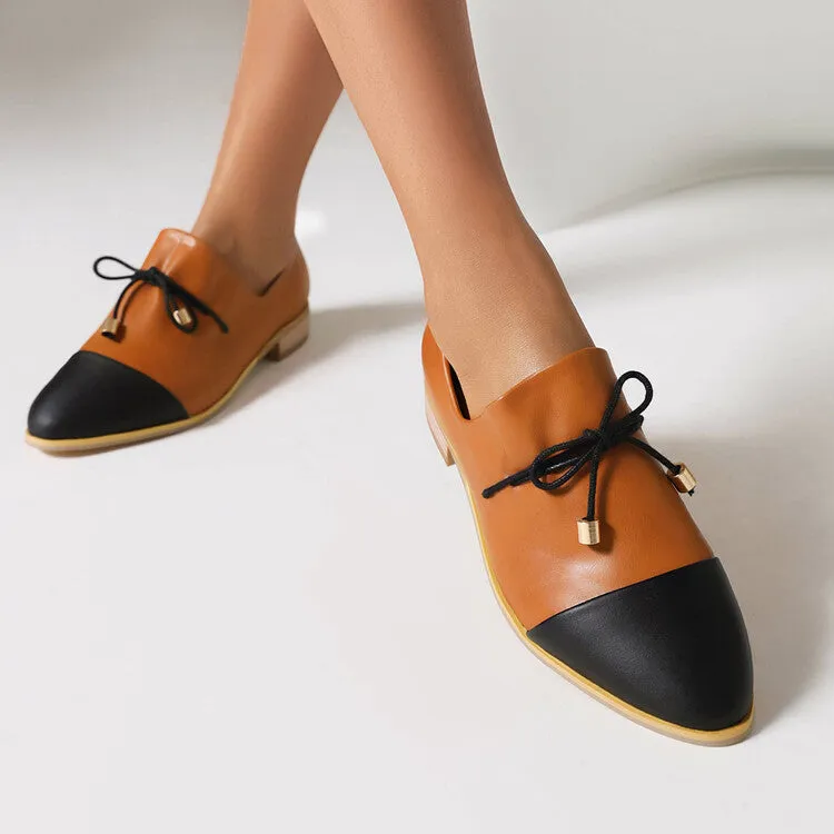 Women's Bow Straps Low Heel Loafers Shoes