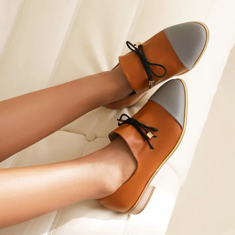 Women's Bow Straps Low Heel Loafers Shoes
