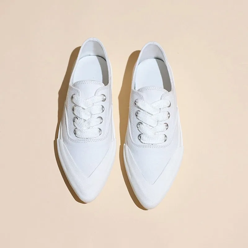 Women's Casual Canvas Shoes Flats Pointed Toe Sneakers