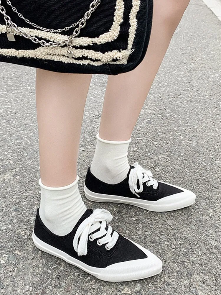 Women's Casual Canvas Shoes Flats Pointed Toe Sneakers